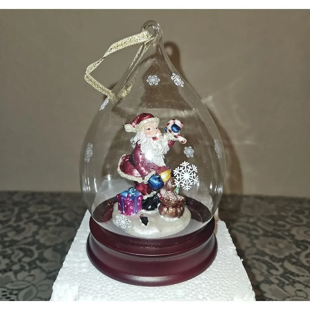 Vintage Sorelle Santa Teardrop Glass Globe Ornament